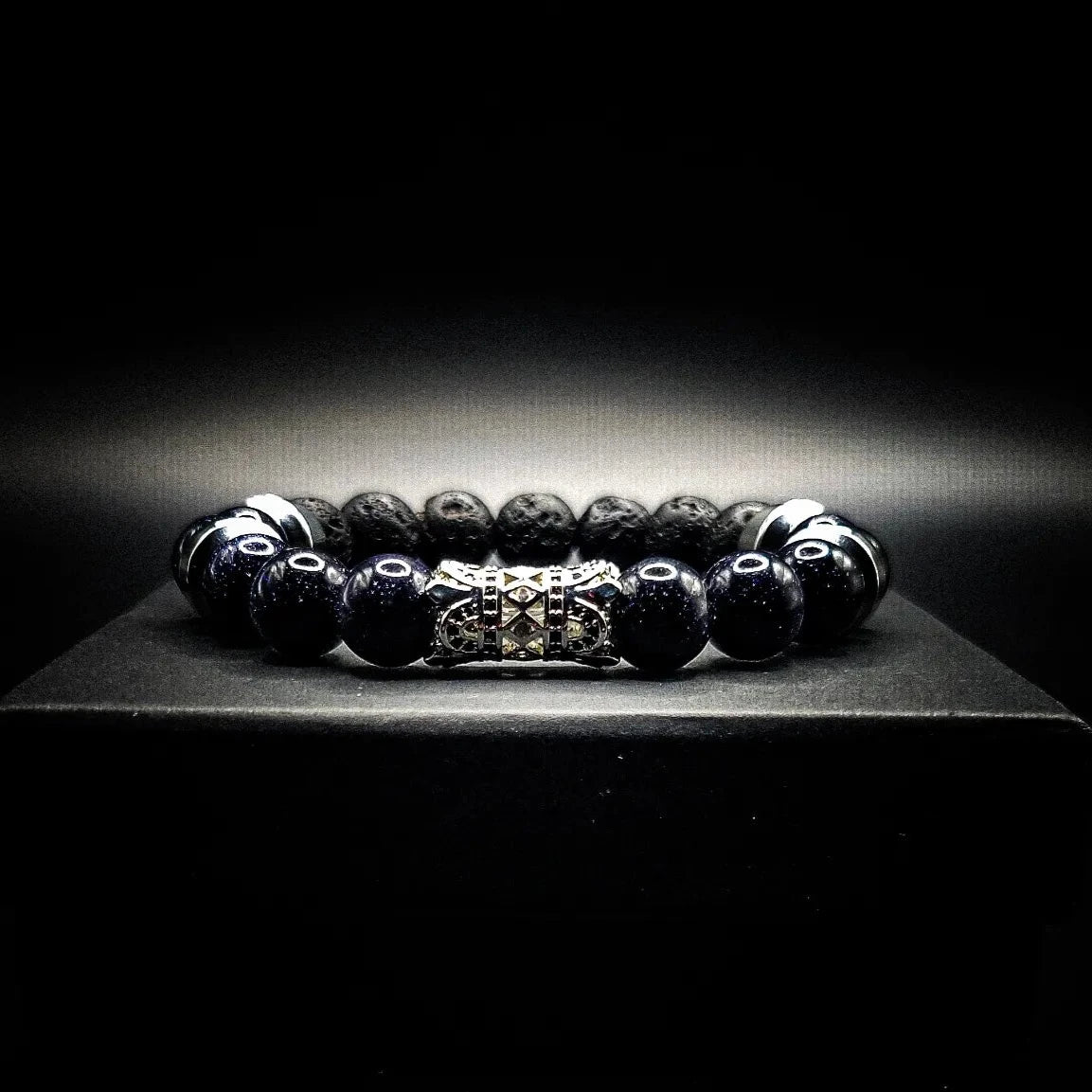 Men's 10mm Sandstone Lava Rock Stretch Bracelet