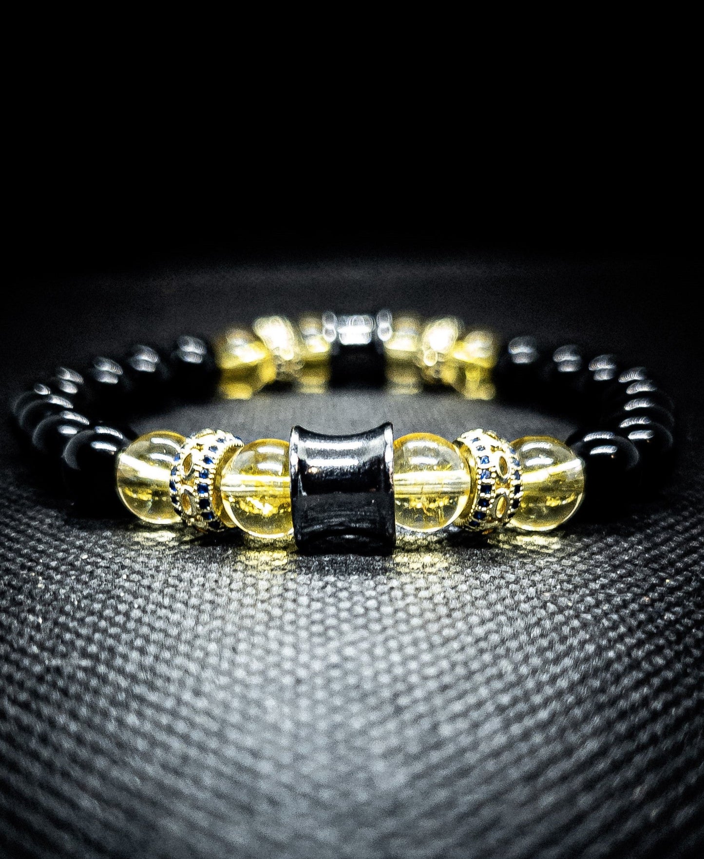 Women's Obsidian/ Quartz Stretch Bracelet