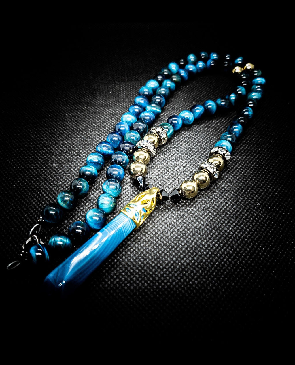 Tiger eye Clasps Necklace (Blue)