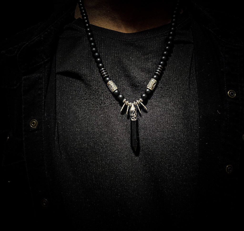 Viking Rune Matte Onyx Necklace and Bracelet Set