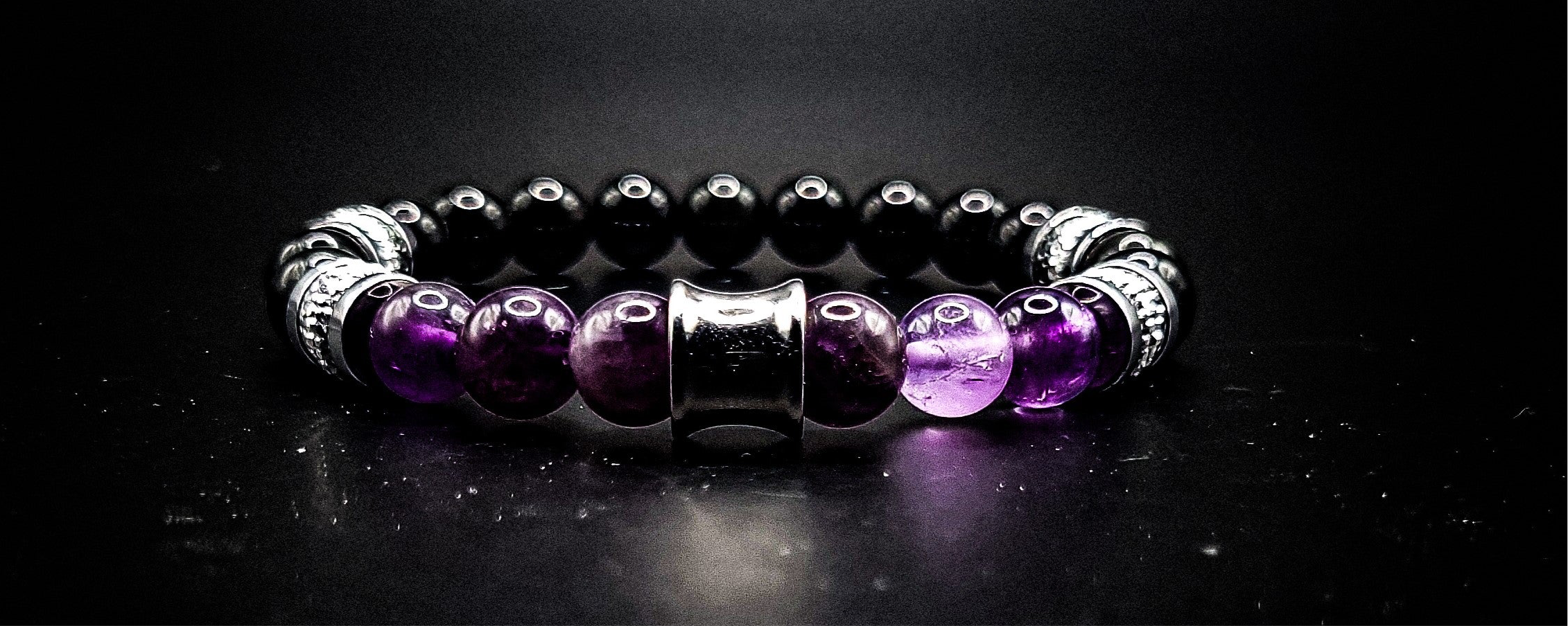 Men's/Women's Black Obsidian Quartz Stretch Bracelet