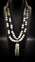 Men's Double Strand White Howlite Necklace(Calm and Grounded)