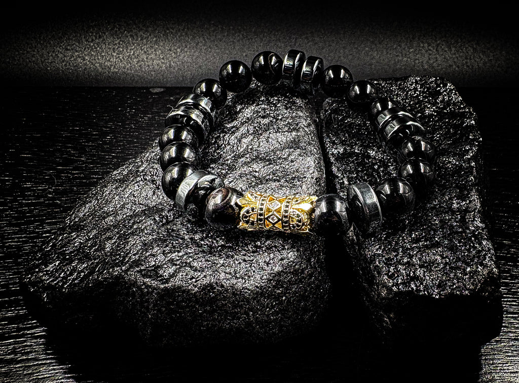 12mm Black Agate Bracelet