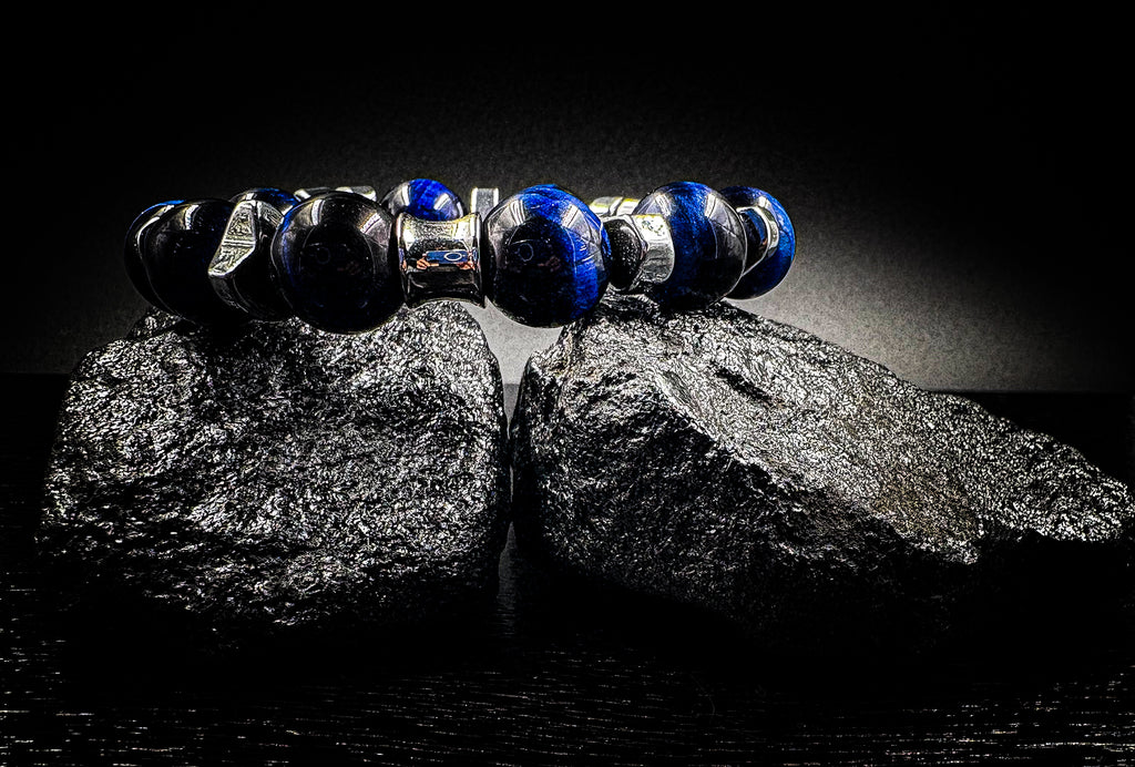 Men's 14mm Hematite Tiger Eye Stretch Business Bracelet