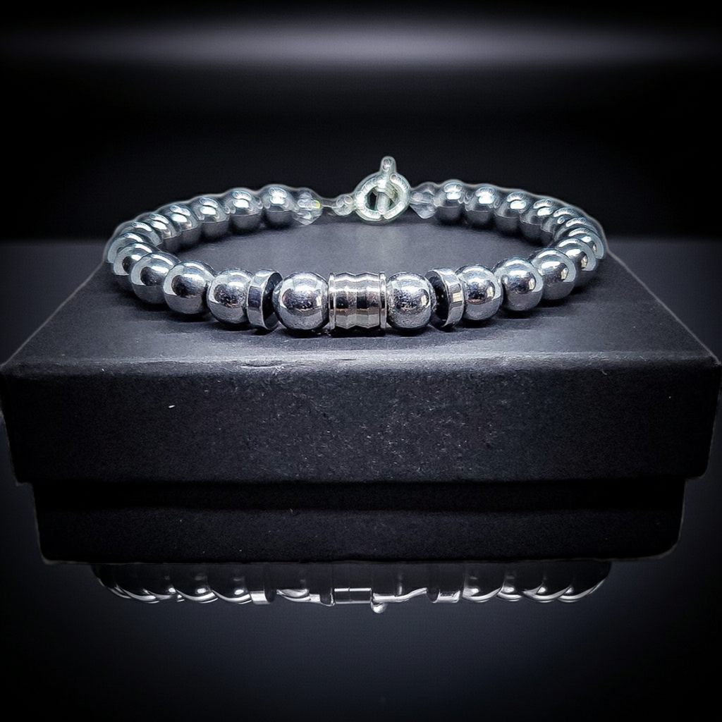 8mm Hematite/Malachite Clasps Bracelet