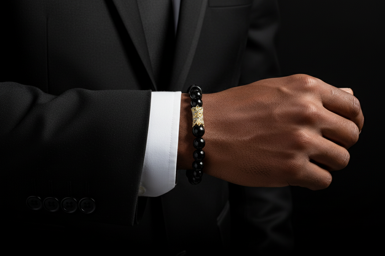 12mm Black Agate Bracelet