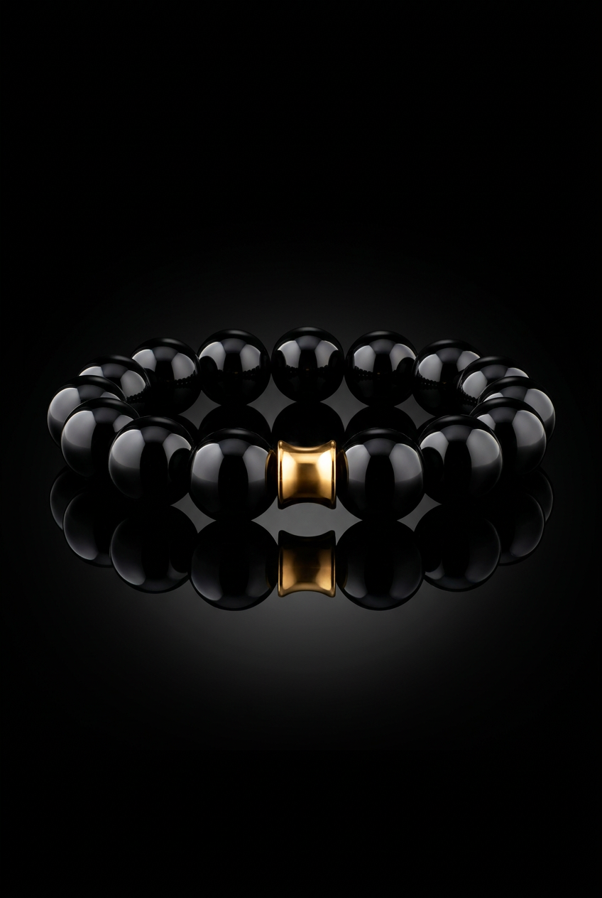 14mm Obsidian self conquering Bracelet