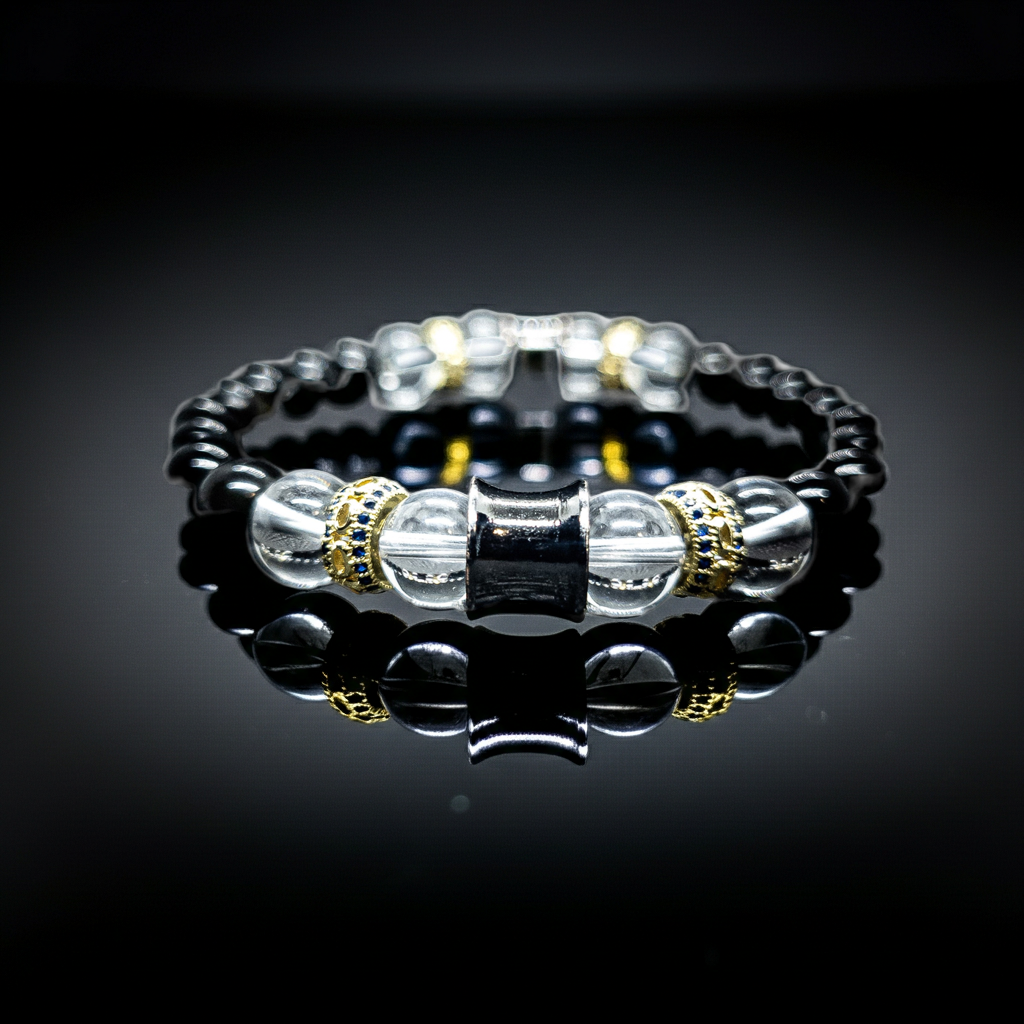Women's Obsidian/ Quartz Stretch Bracelet