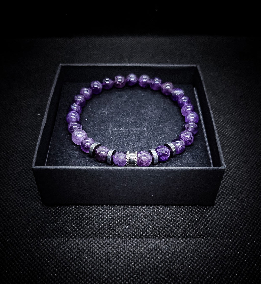 Women's Stainless Steel Spiritual Healing Crystal Stretch Bracelet