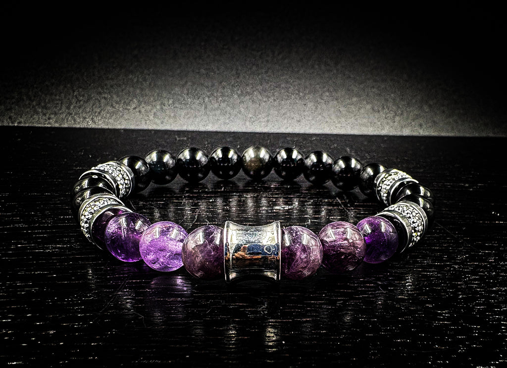 Men's/Women's Black Obsidian Quartz Stretch Bracelet