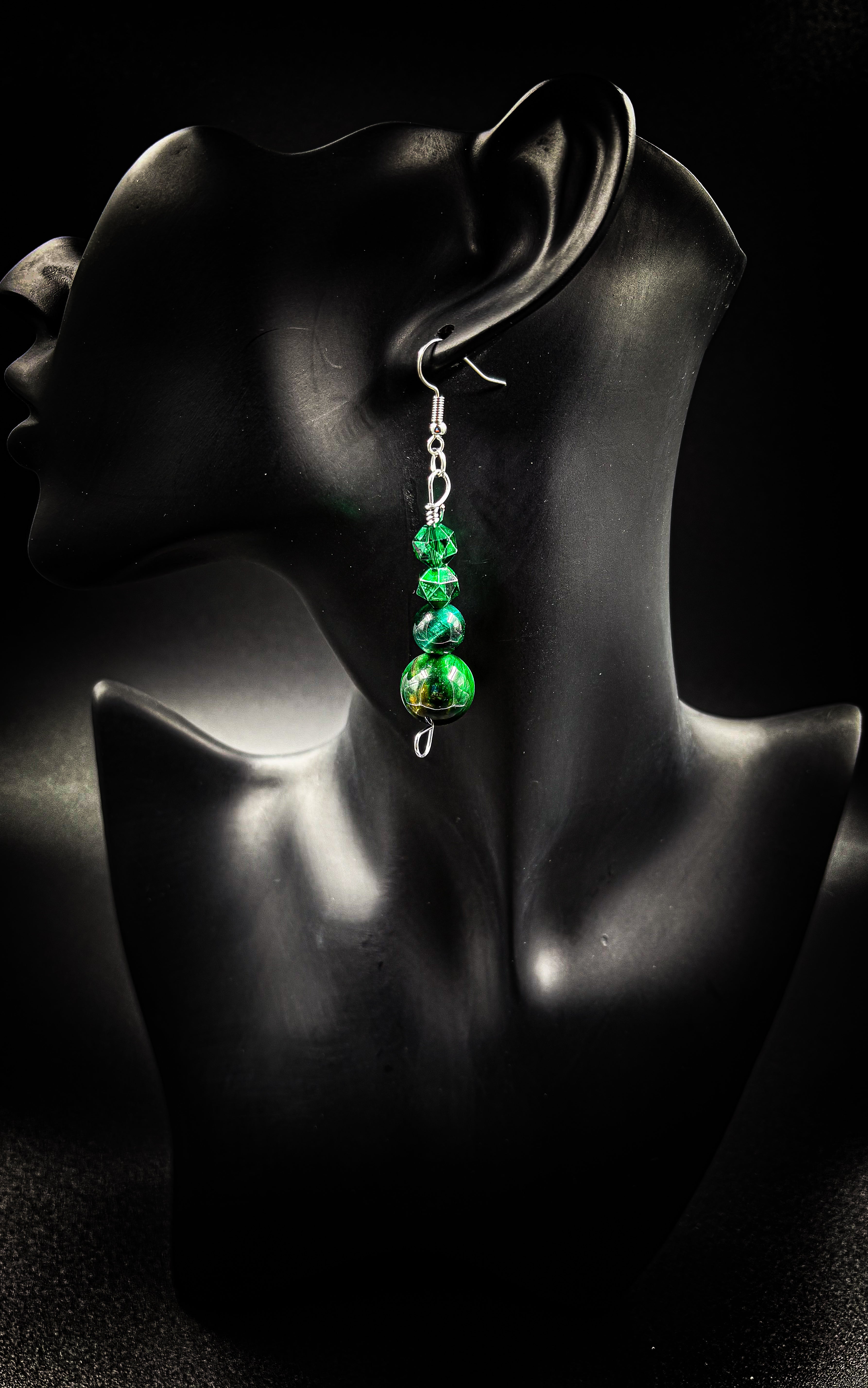 Women’s Green Tigers Eye Earrings