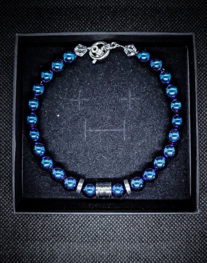 8mm Hematite/Malachite Clasps Bracelet