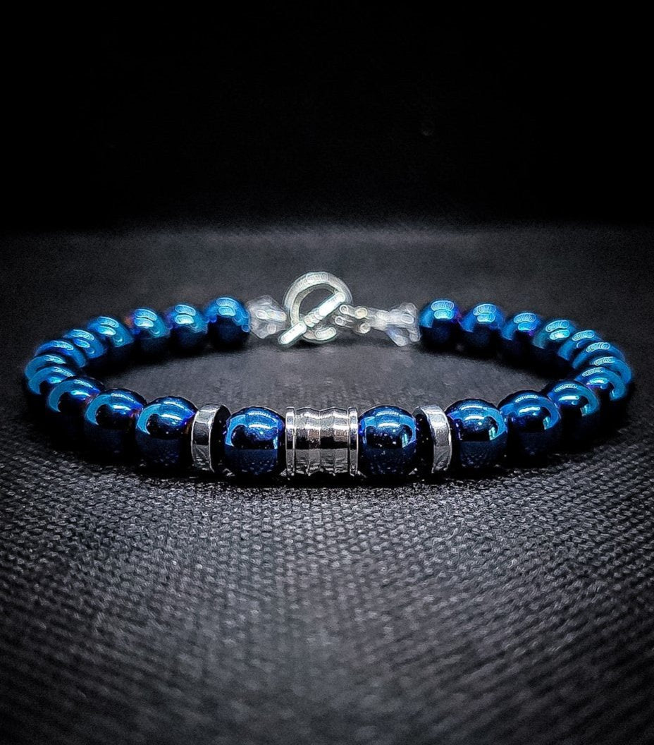8mm Hematite/Malachite Clasps Bracelet