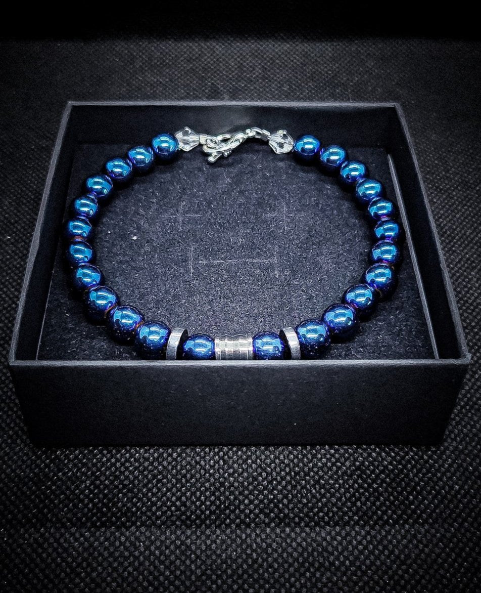 8mm Hematite/Malachite Clasps Bracelet