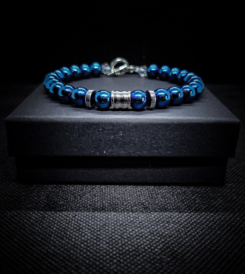 8mm Hematite/Malachite Clasps Bracelet