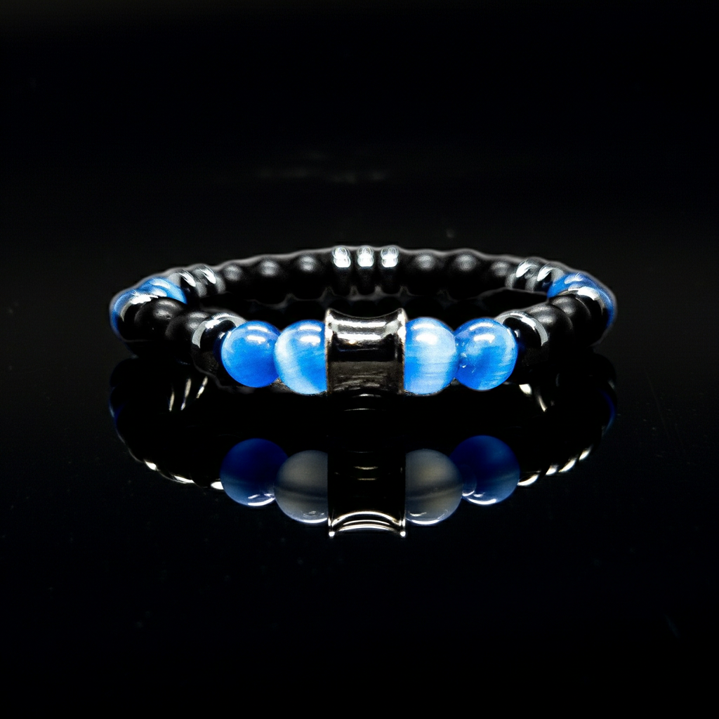 Men's/ Women's Matte Onyx Stretch Bracelet (Cat Eye)