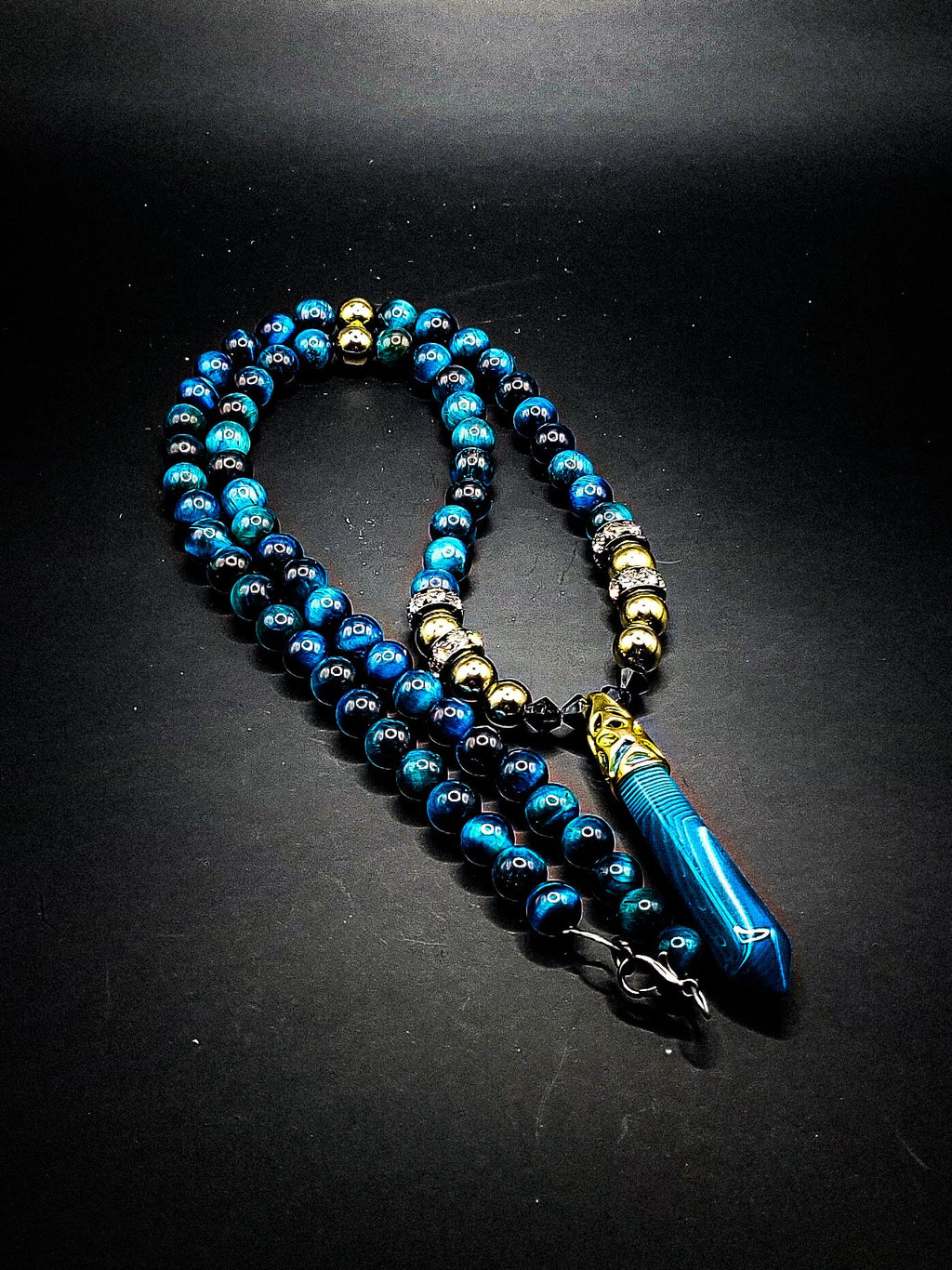 Tiger eye Clasps Necklace (Blue)