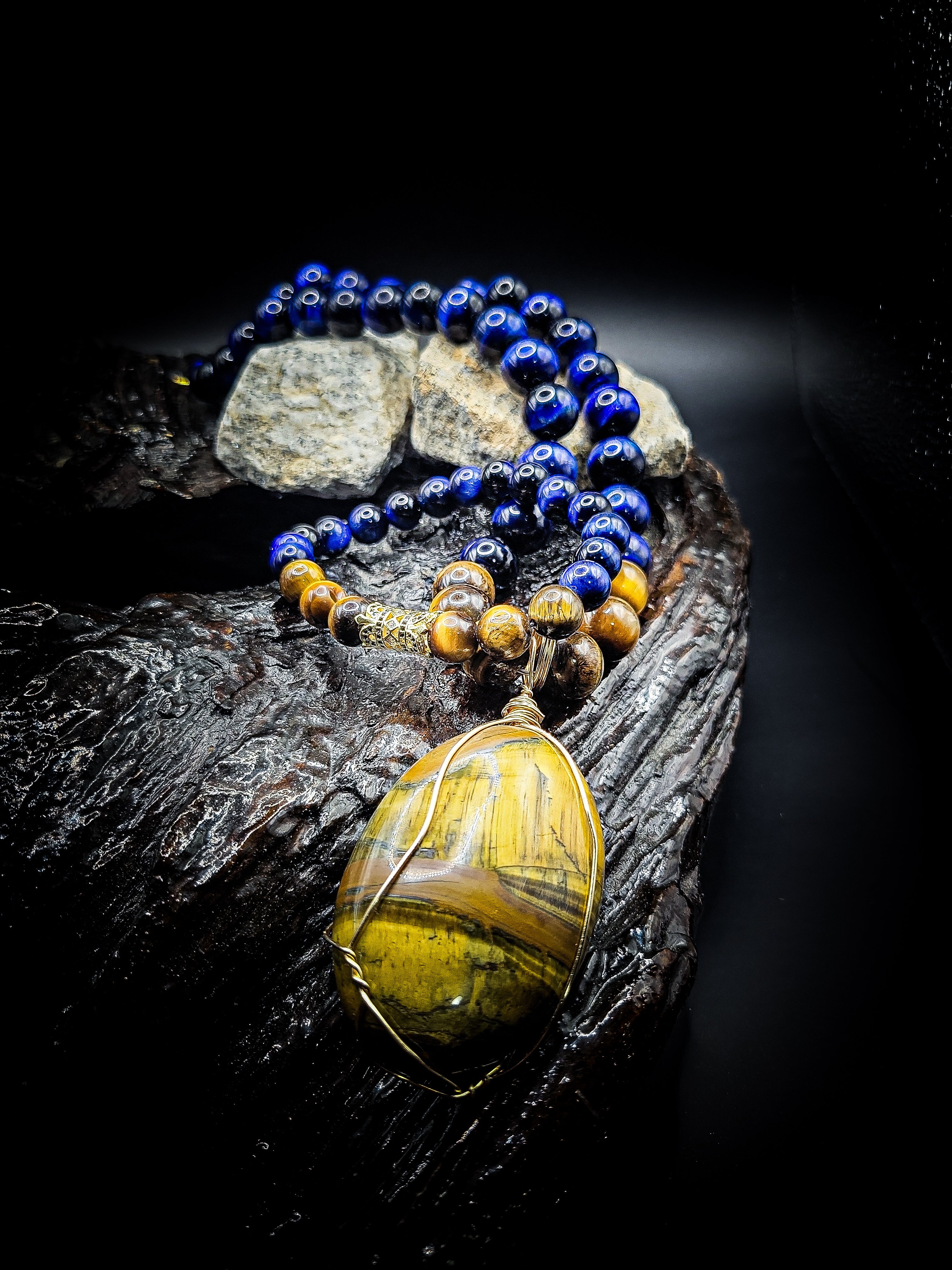 Men's Tigers Eye Necklace and Bracelet set