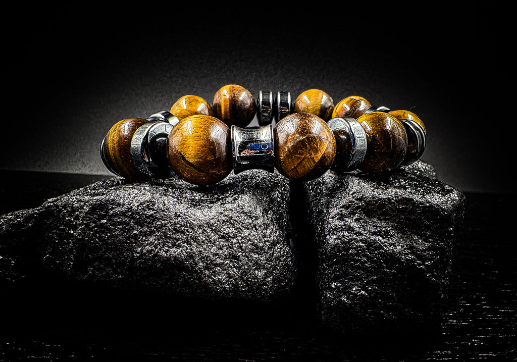 Men’s conquerer 14mm Tigers eye bracelet