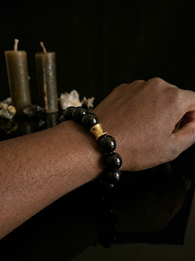 14mm Obsidian self conquering Bracelet
