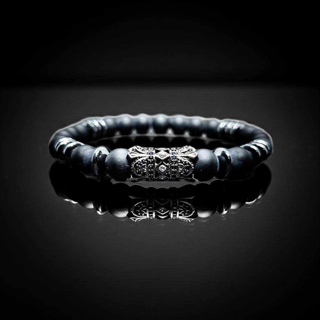 Matte Black onyx Stretch Bracelet