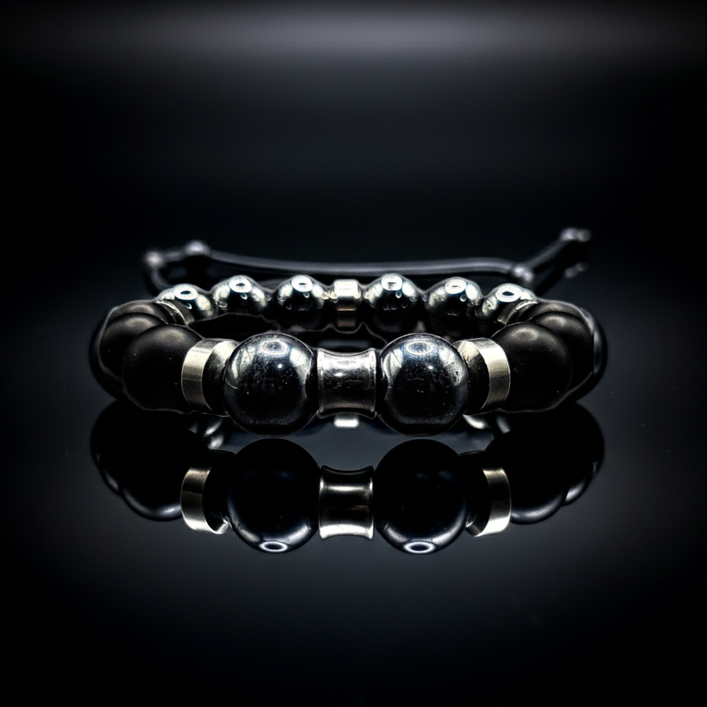 Men's 14mm Silver Hematite Business Bracelet
