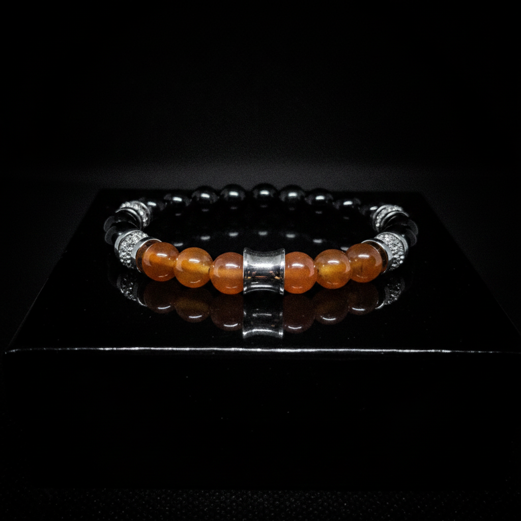Men's/Women's Black Obsidian Quartz Stretch Bracelet