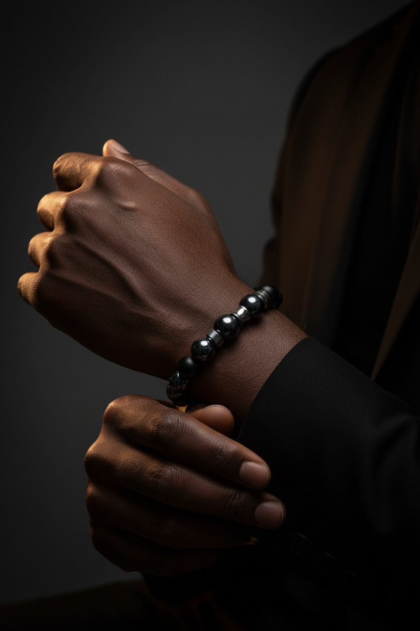 Men's 14mm Matte Onyx Hematite Bracelet