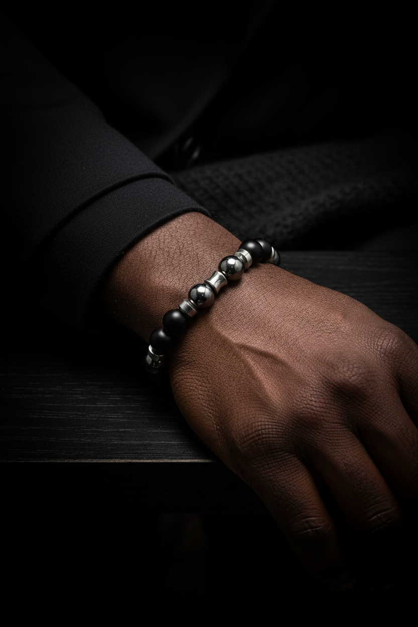 Men's 14mm Matte Onyx Hematite Bracelet