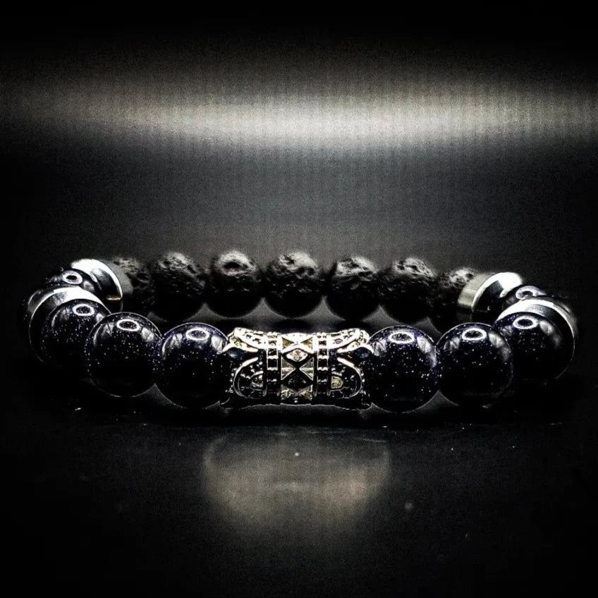 Men's 10mm Sandstone Lava Rock Stretch Bracelet