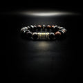 Mens 10mm Tiger's Eye Rhinestone Stretch Bracelet