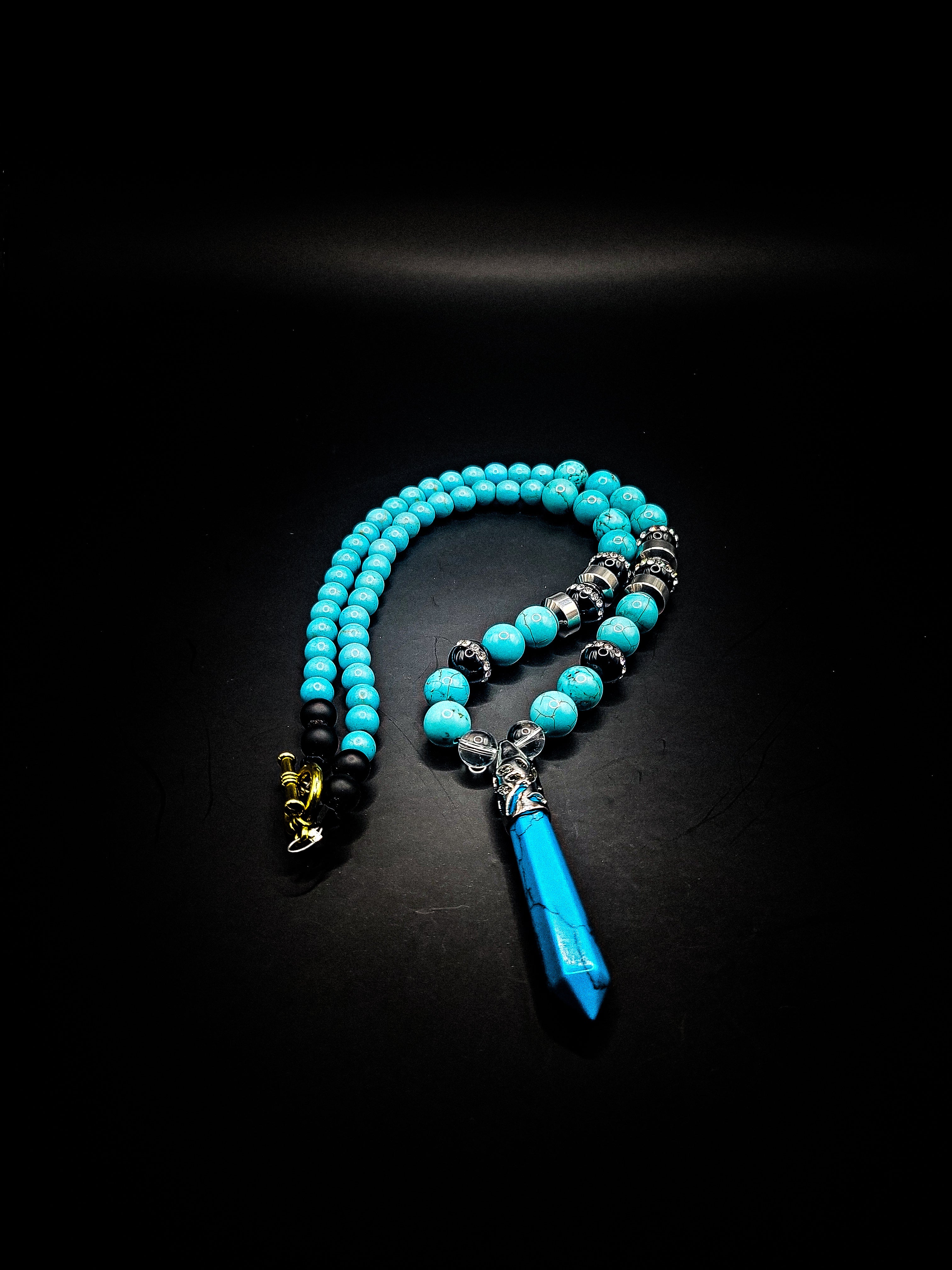 Rhinestone Turquoise Clasps Necklace