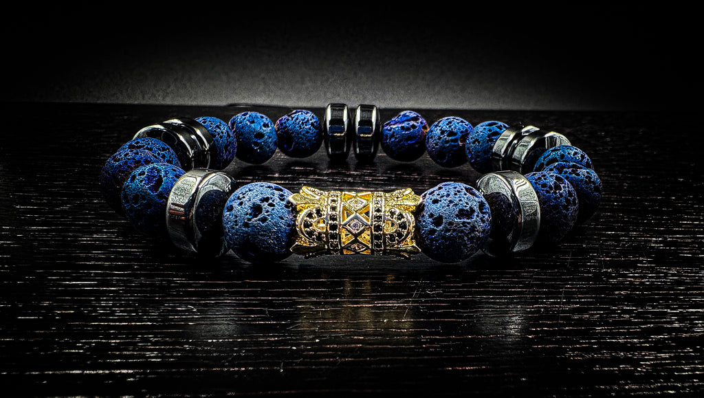 Men’s Earth Grounding 10mm Volcanic Rock Healing Bracelet