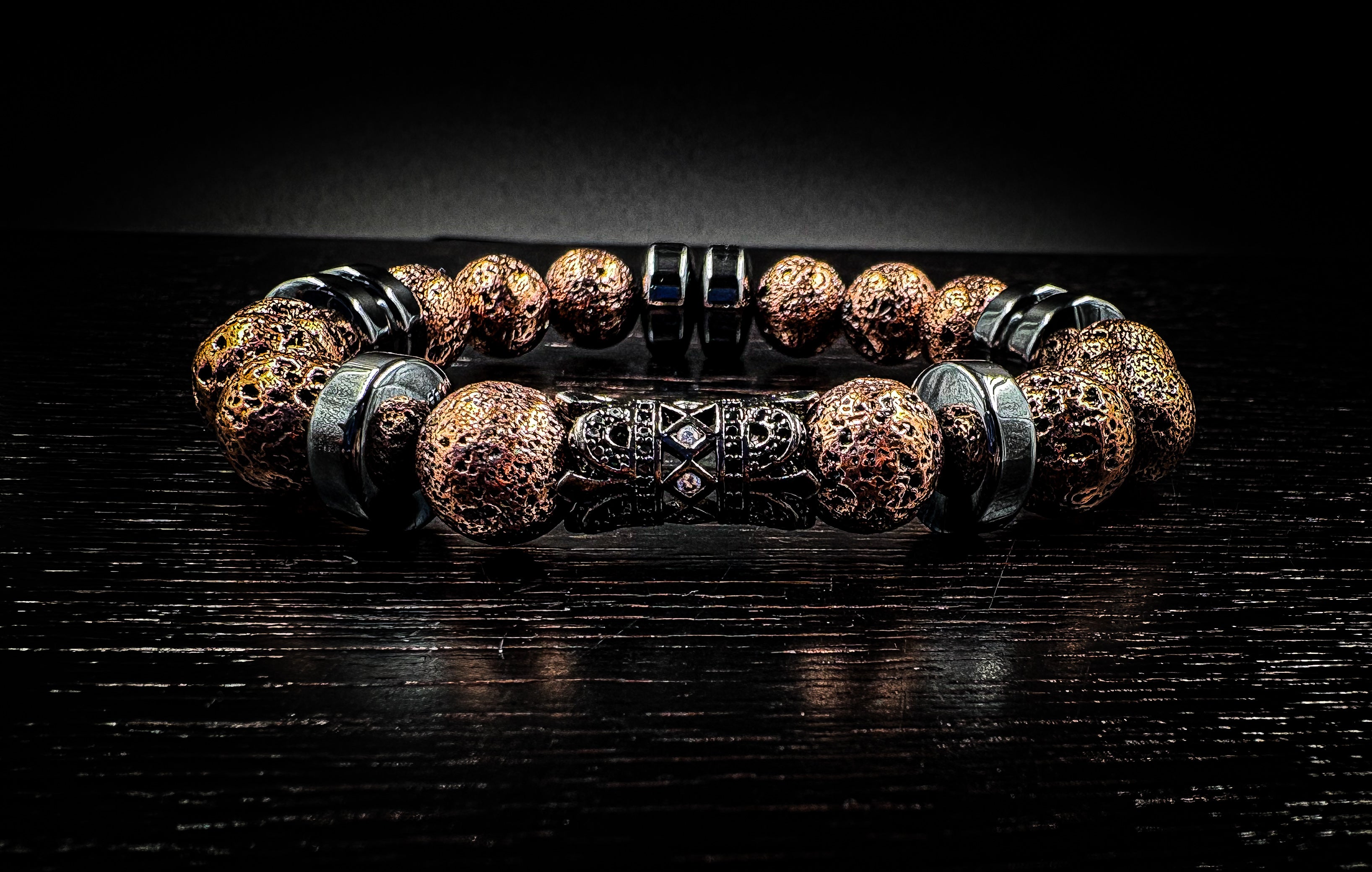 Men's Earth Grounding 10mm Volcanic Rock Healing Bracelet