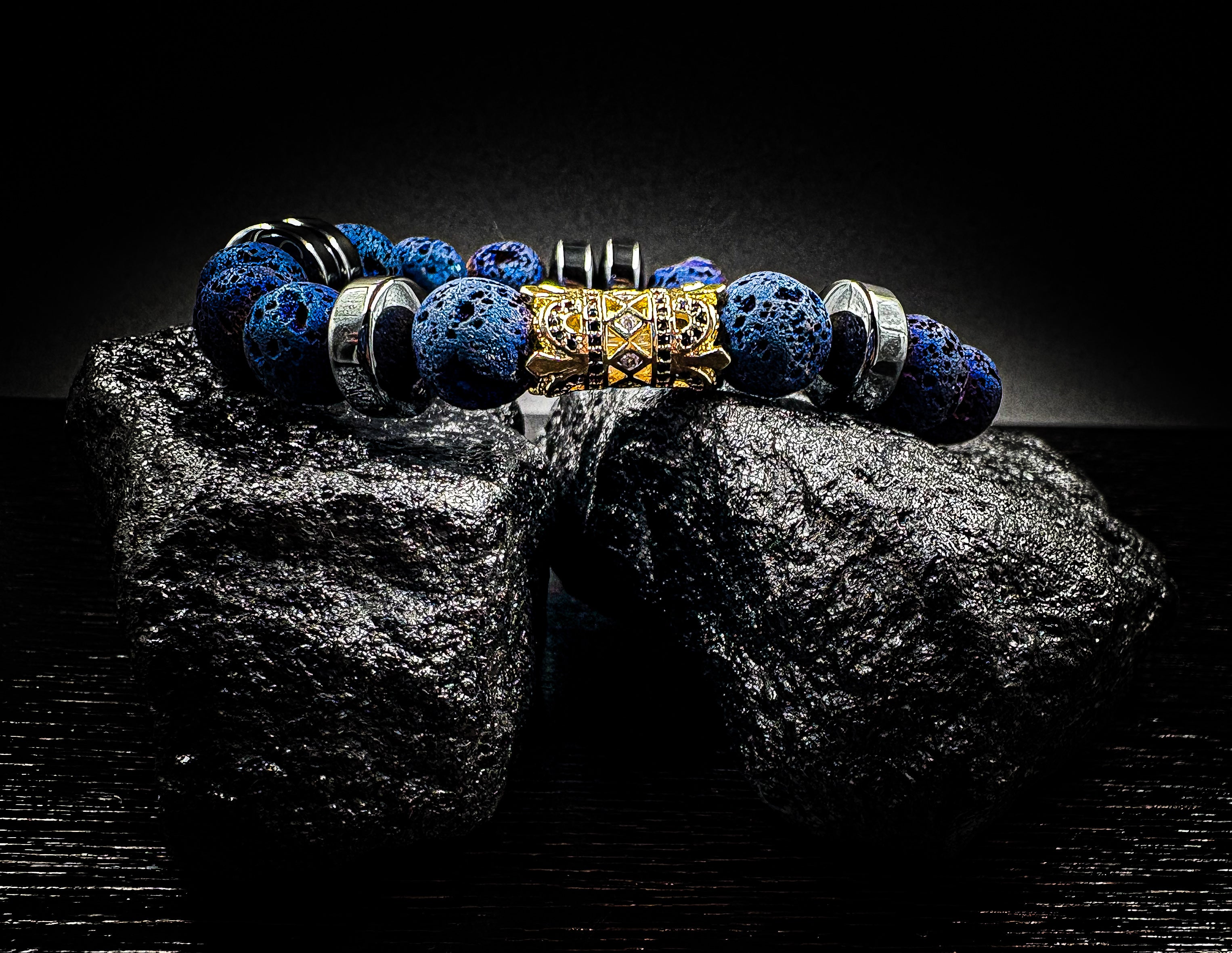 Men’s Earth Grounding 10mm Volcanic Rock Healing Bracelet