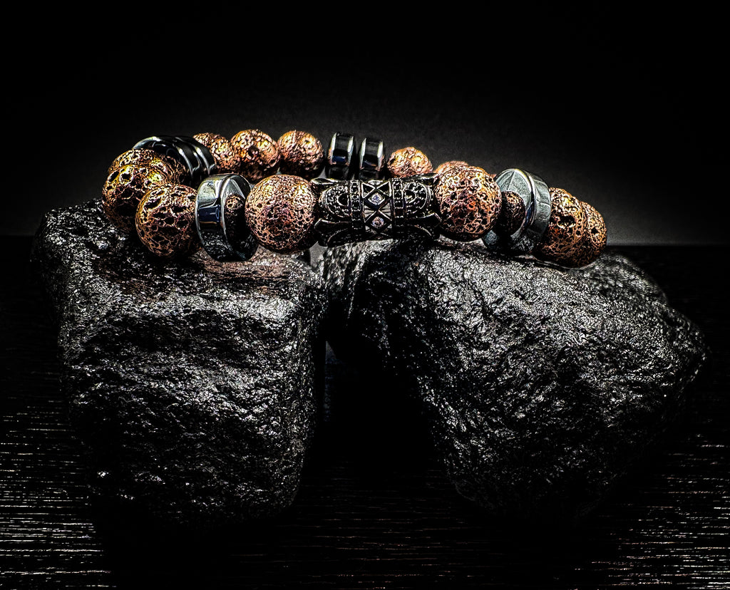 Men's Earth Grounding 10mm Volcanic Rock Healing Bracelet