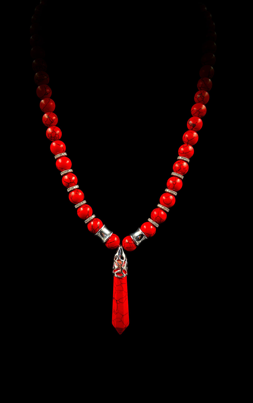 Red turquoise gemstone necklace