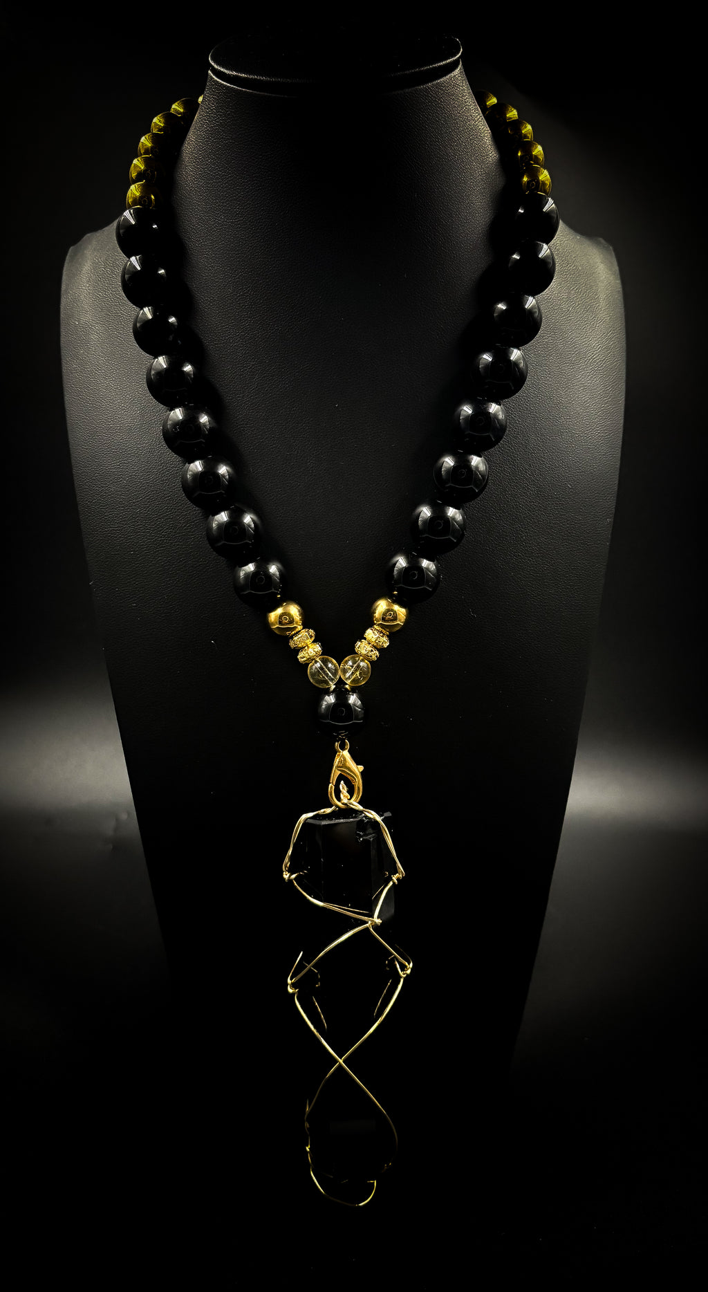 Mens Obsidian Pendant Necklace