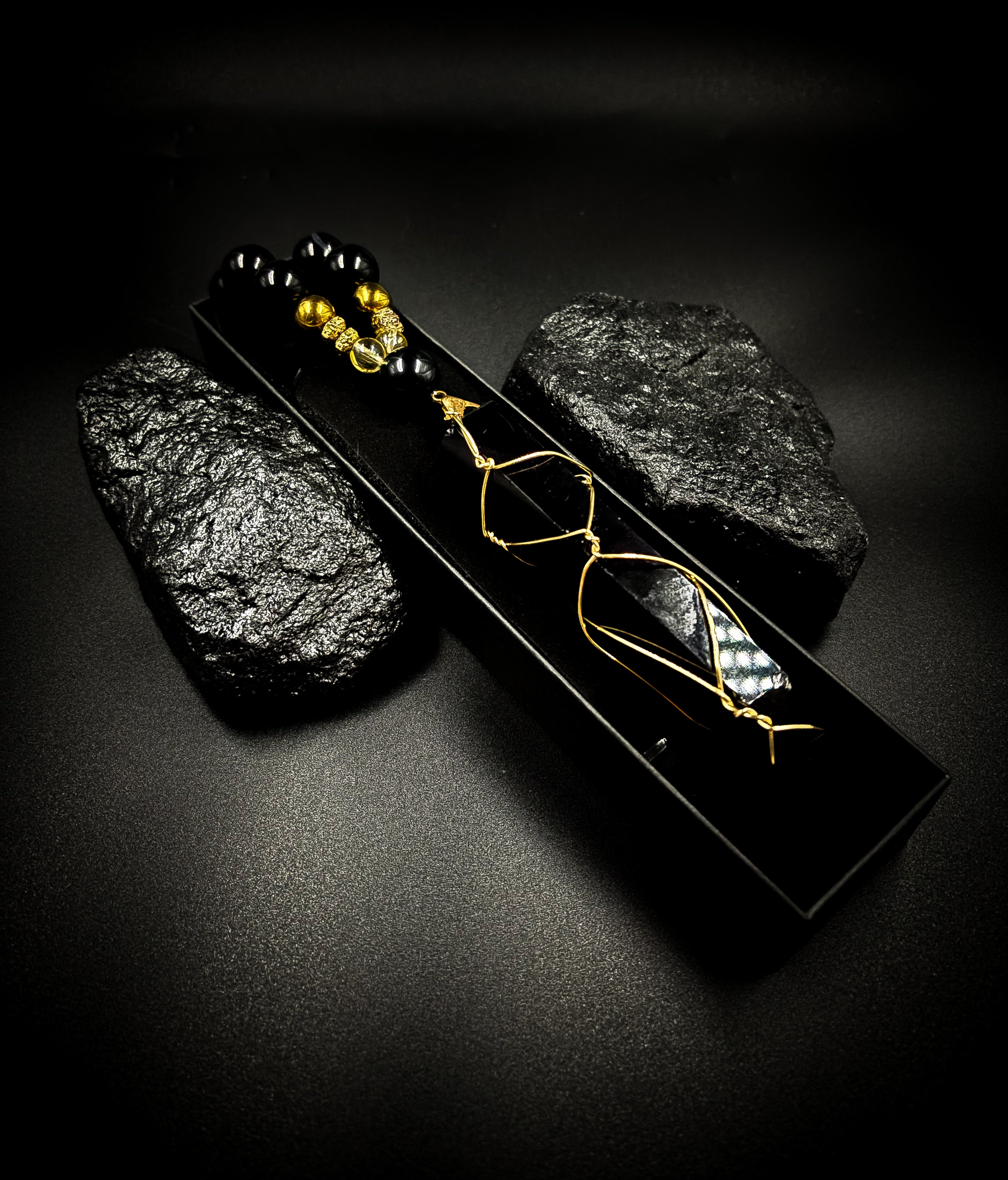 Mens Obsidian Pendant Necklace