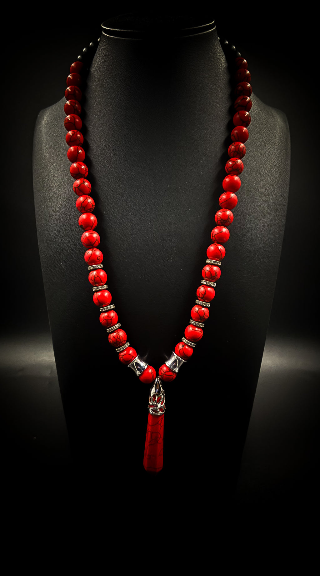Red turquoise gemstone necklace