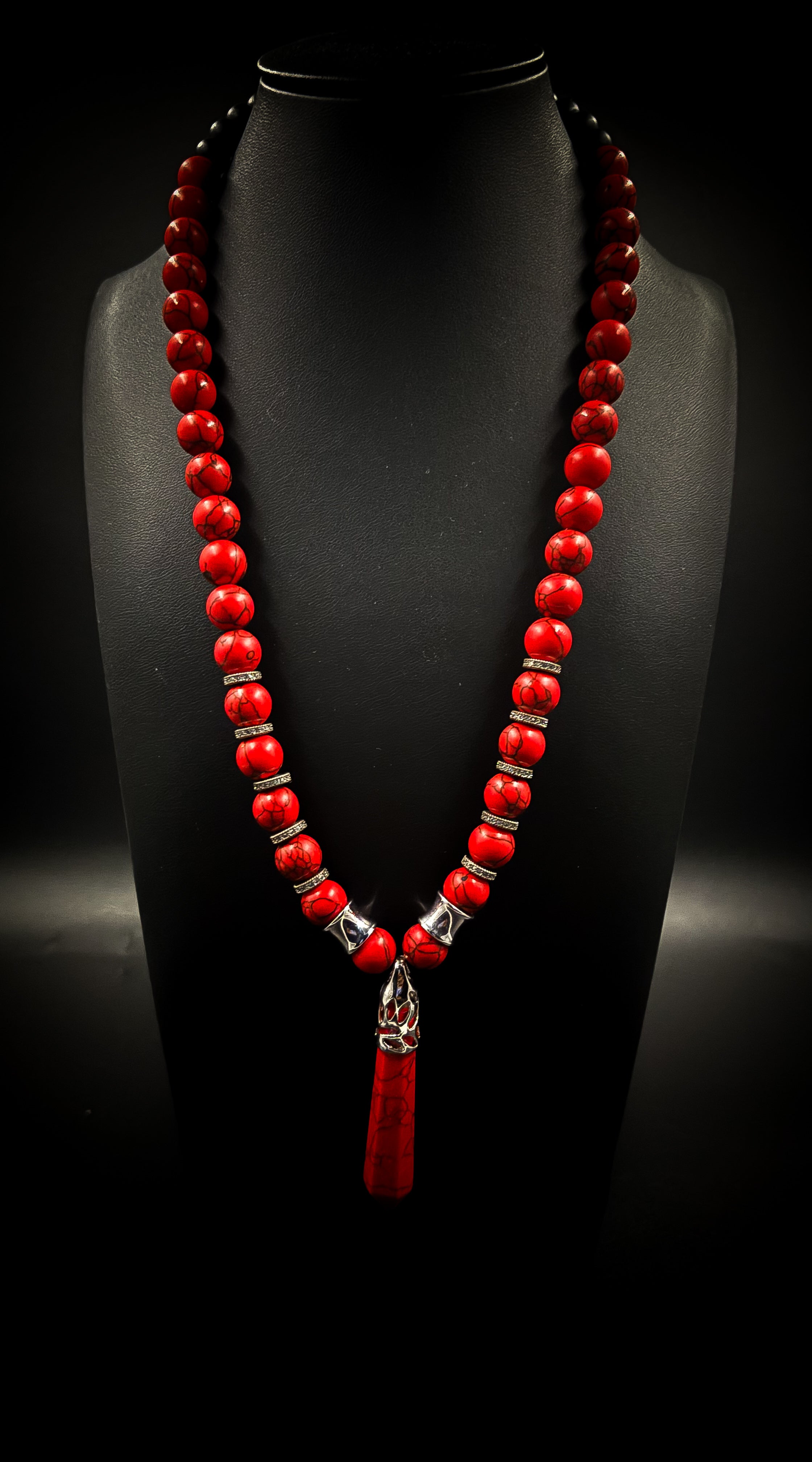 Red turquoise gemstone necklace