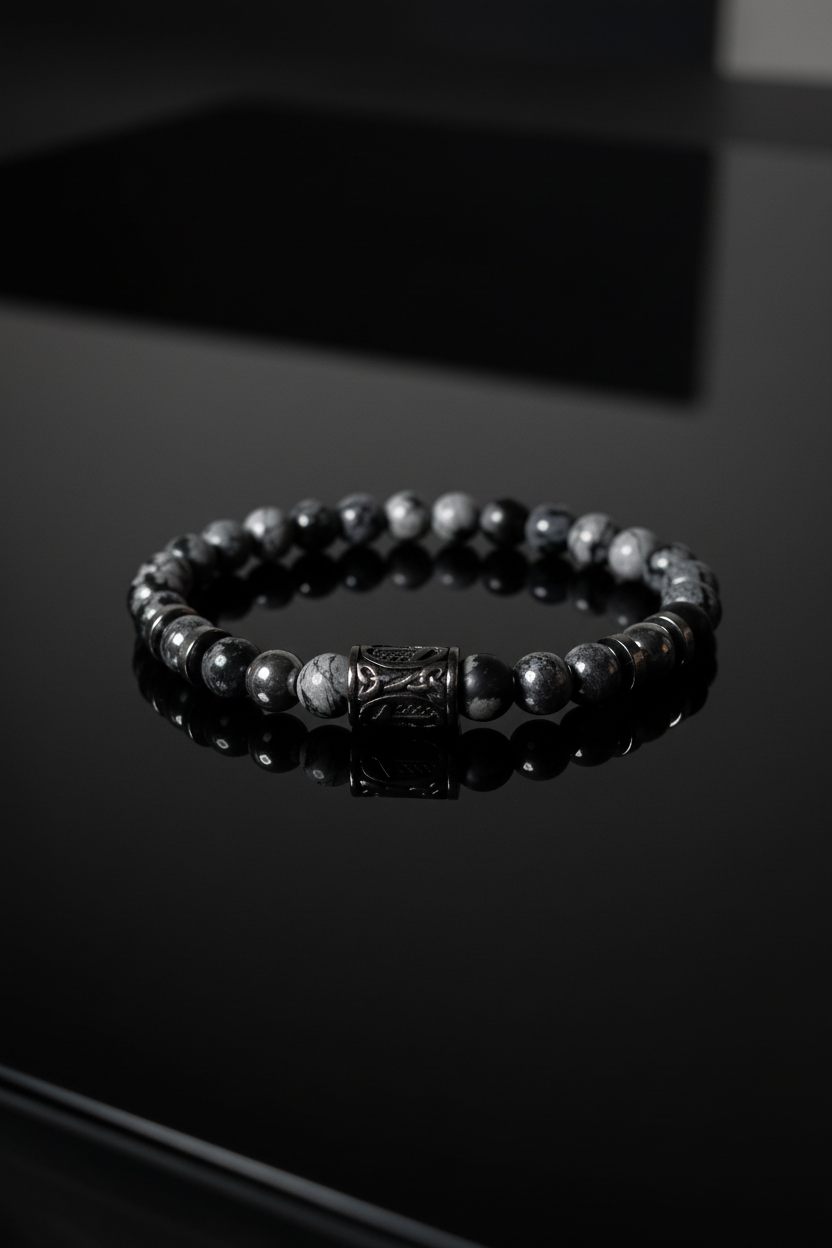 Snowflake Obsidian Bracelet