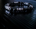 Obsidian stretch bracelet(silver Hematite)