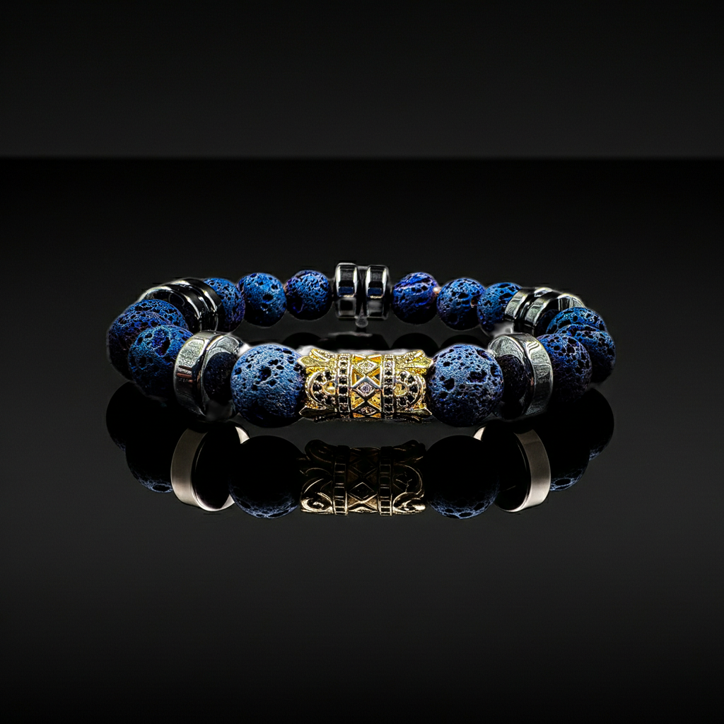 Men’s Earth Grounding 10mm Volcanic Rock Healing Bracelet