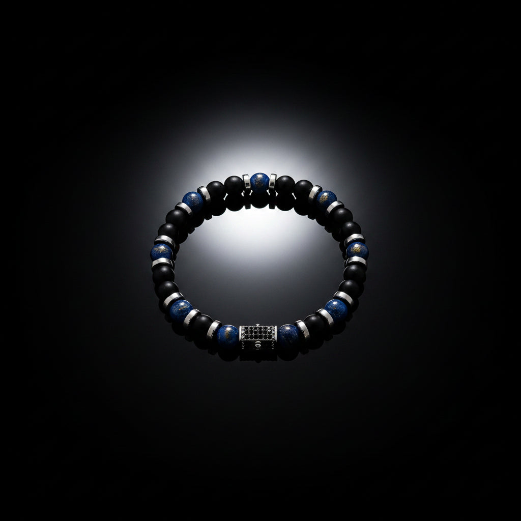 Lupis Lazuli and Matte Onyx Stretch Bracelet