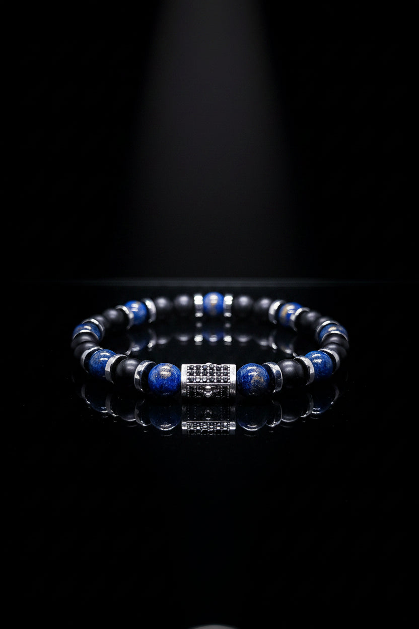 Lupis Lazuli and Matte Onyx Stretch Bracelet