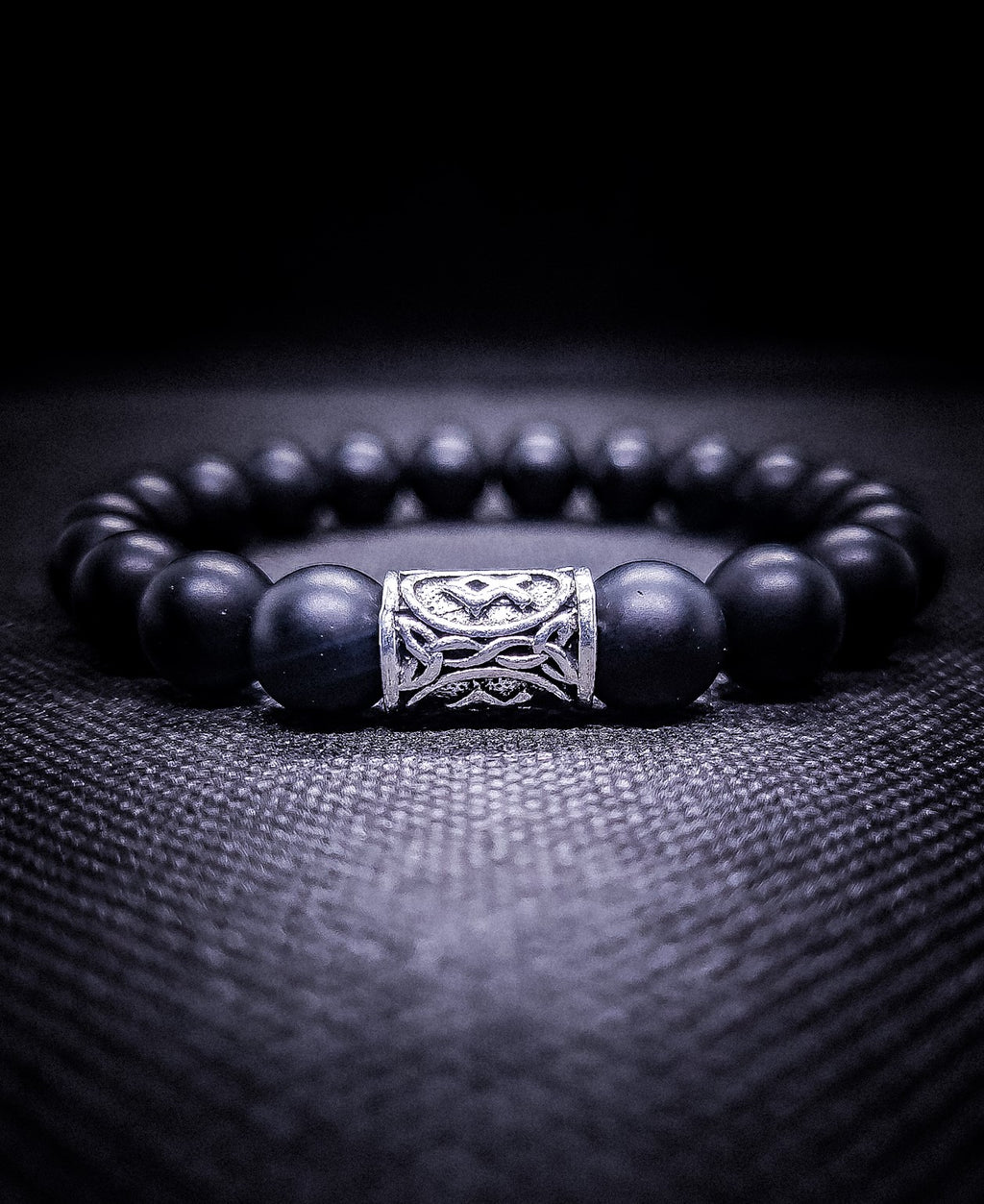 Men's 10mm Viking Rune Stretch Bracelet