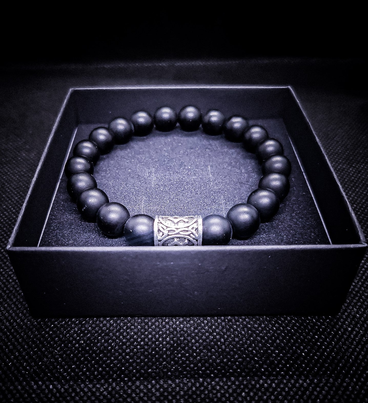 Men's 10mm Viking Rune Stretch Bracelet