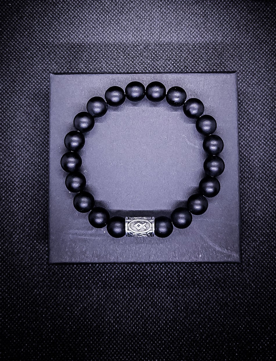 Men's 10mm Viking Rune Stretch Bracelet