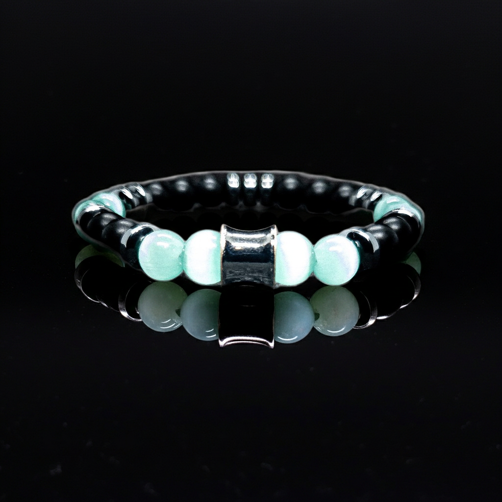 Men's/ Women's Matte Onyx Stretch Bracelet (Cat Eye)